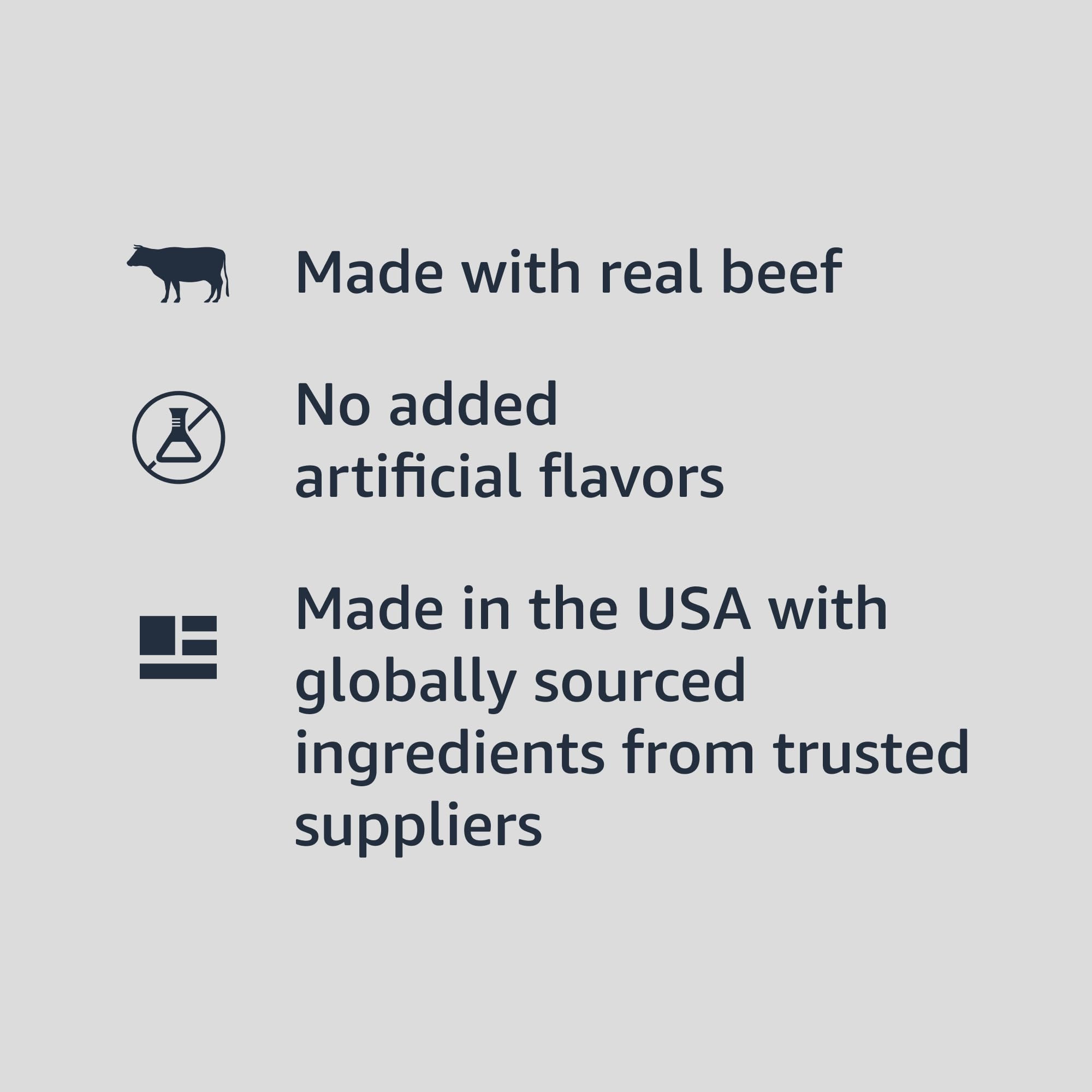 Amazon Basics beef flavor wet dog food can label ready to serve.