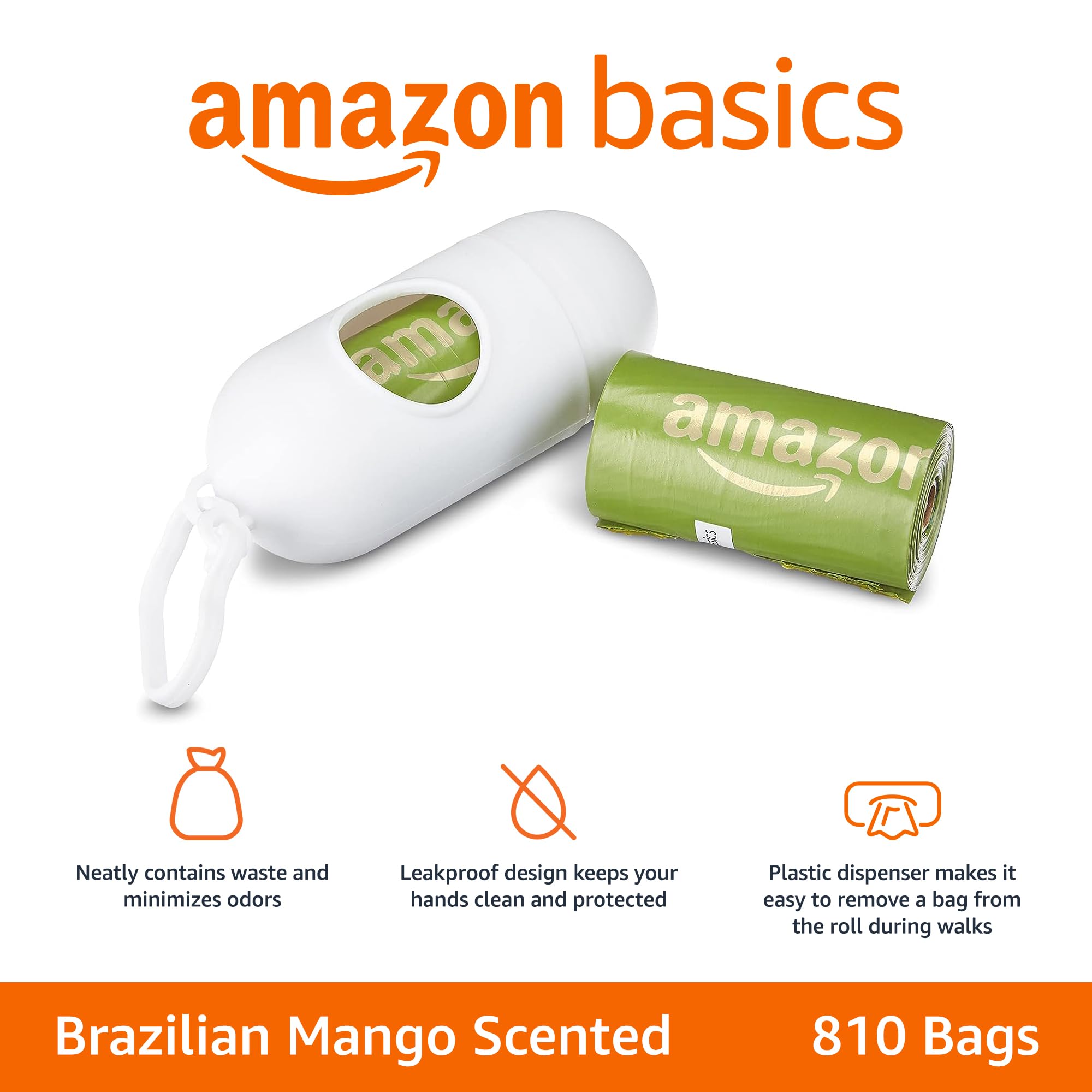 Amazon Basics Brazilian mango scented bags on durable rolls for daily dog walks