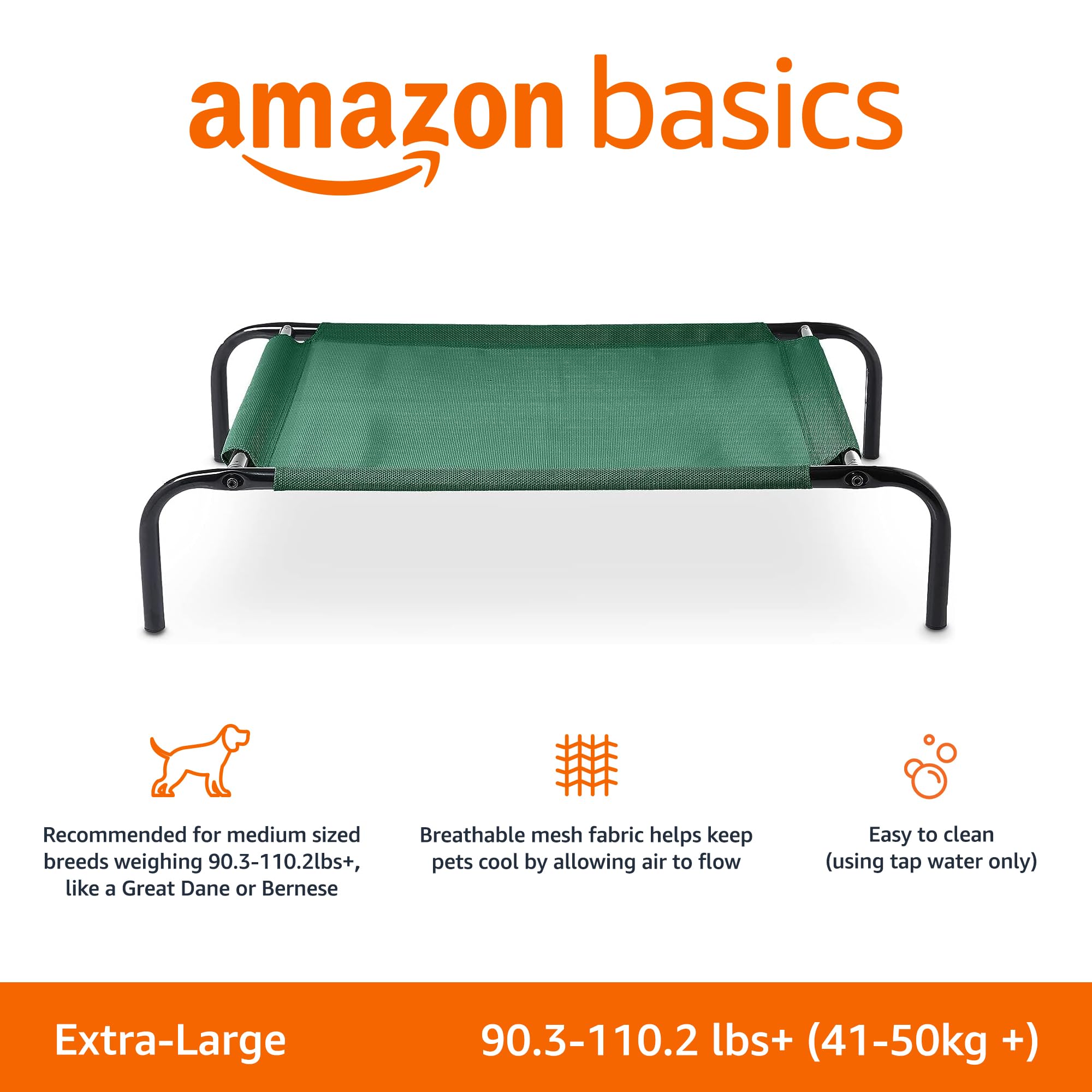 Amazon Basics elevated bed with breathable mesh promotes airflow for cooler resting