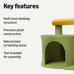 Amazon Basics cactus cat tree cozy condo offers a private retreat for indoor cats.