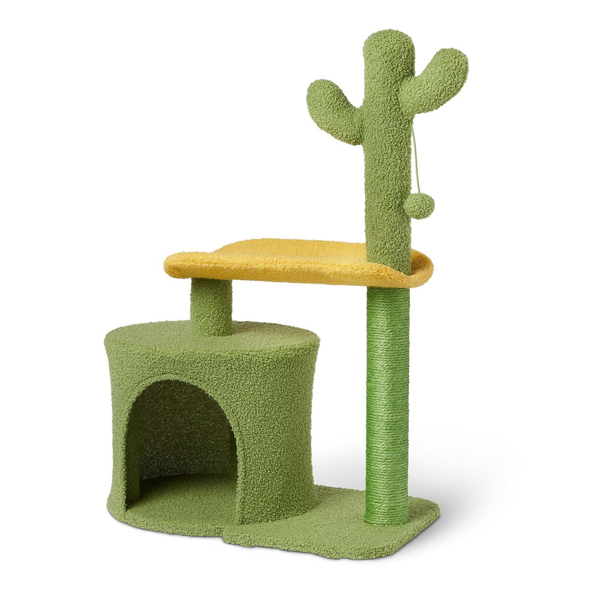 Amazon Basics cactus cat tree with sisal post for scratching and climbing.
