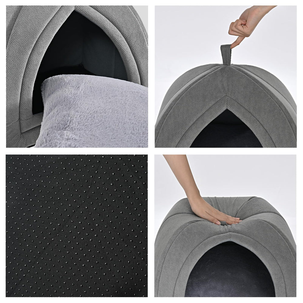 Amazon Basics Cat Cave Bed enclosed cave offers a private retreat for calm moments