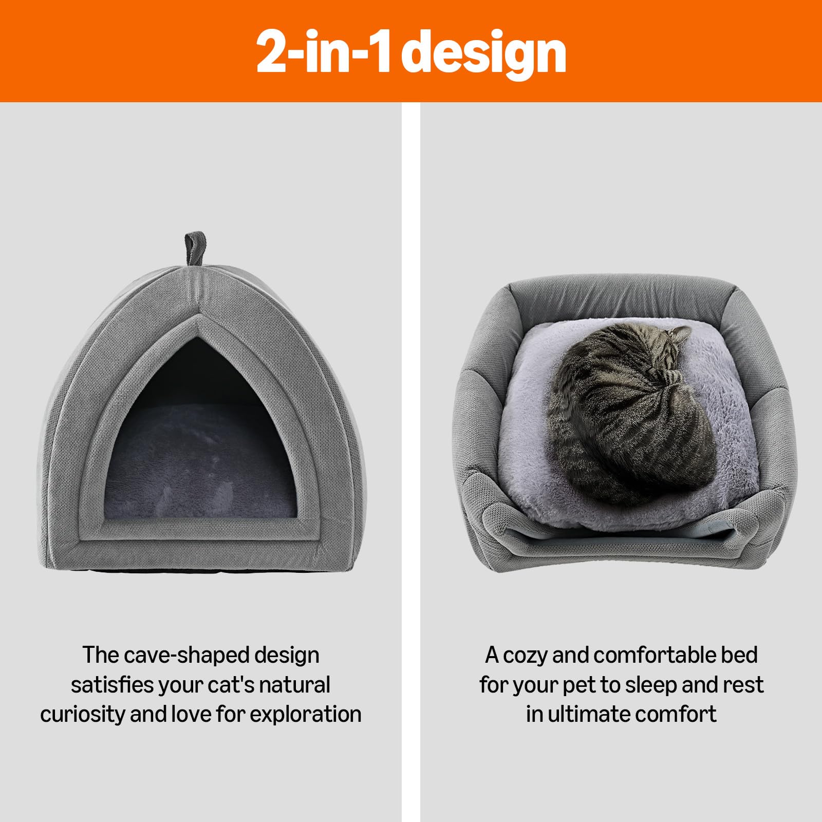 Amazon Basics cat cave bed foldable 2-in-1 saves space