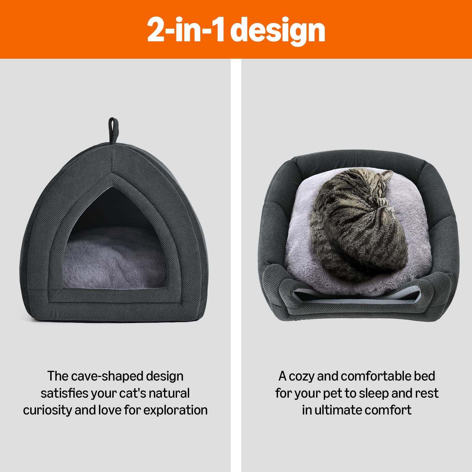 Amazon Basics Cat Cave Bed interior view showing private space.
