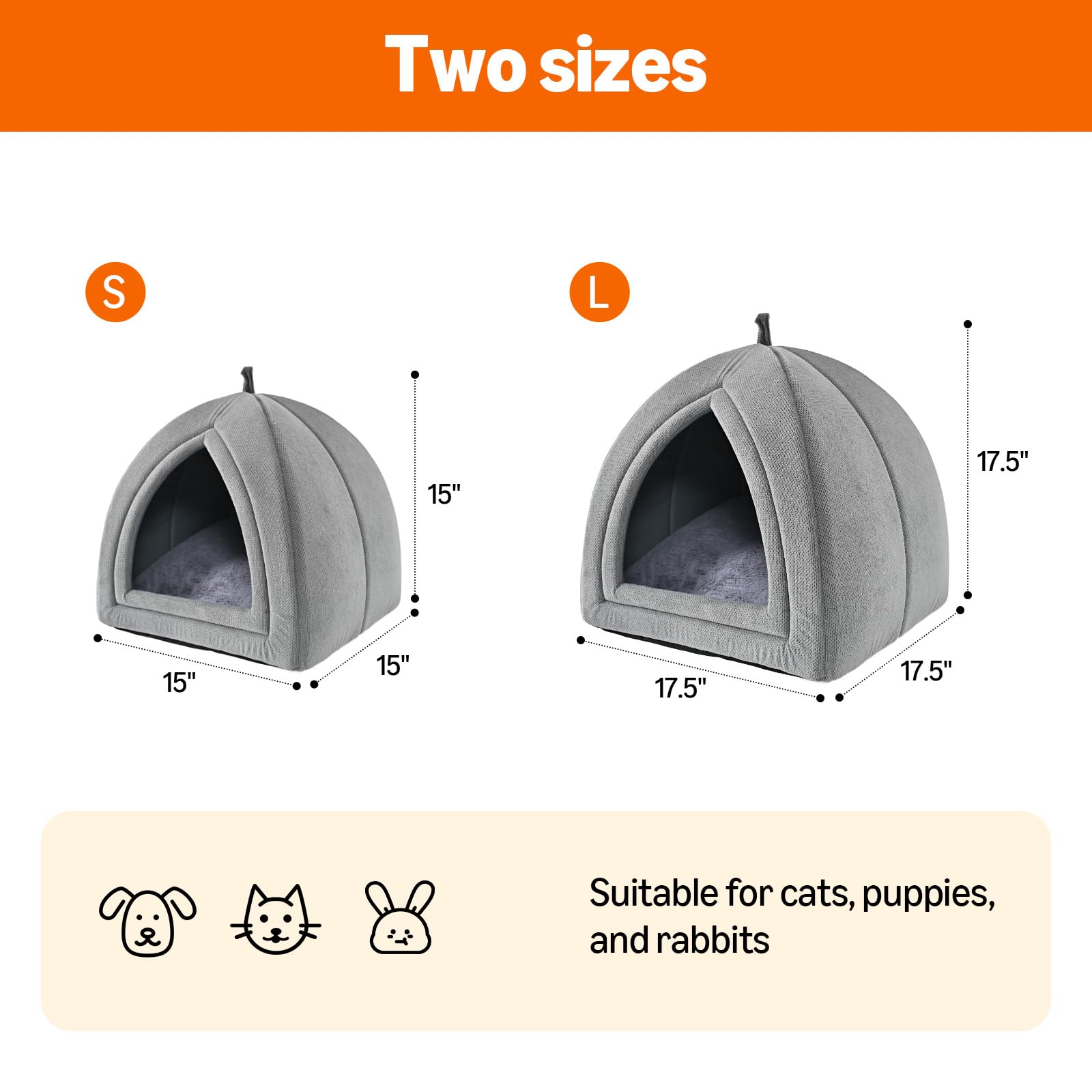 Amazon Basics Cat Cave Bed non-slip base helps secure placement on smooth floors