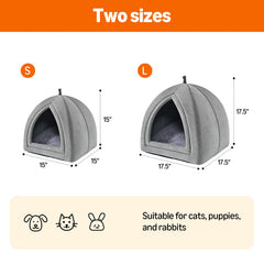 Amazon Basics Cat Cave Bed non-slip base helps secure placement on smooth floors