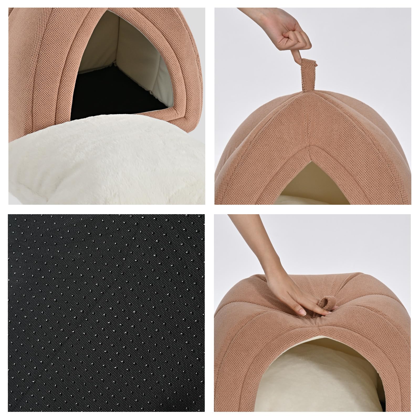 Amazon Basics Cat Cave Bed open resting area for relaxed lounging in apartments.