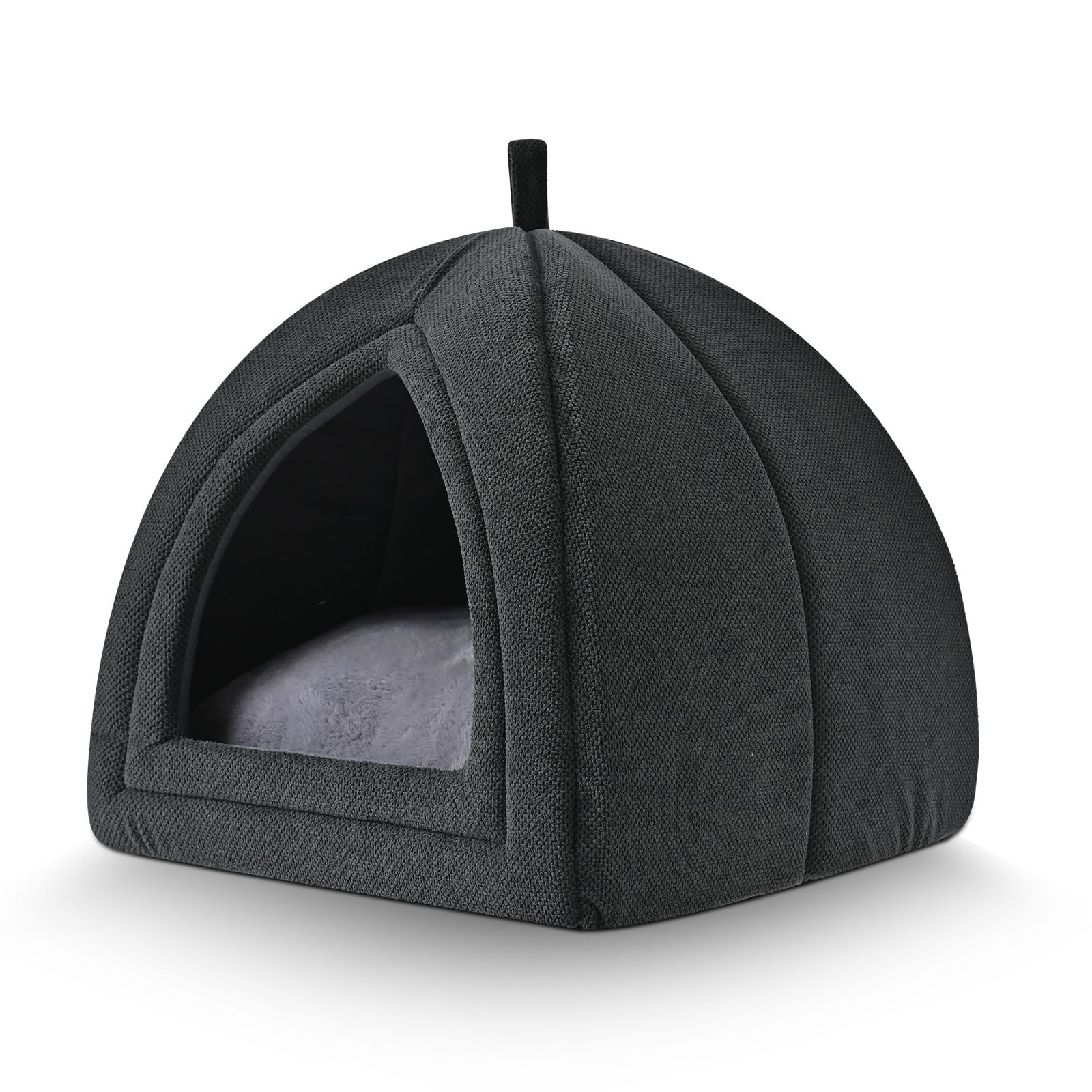 Amazon Basics cat cave bed open view shows cozy resting space for indoor cats.