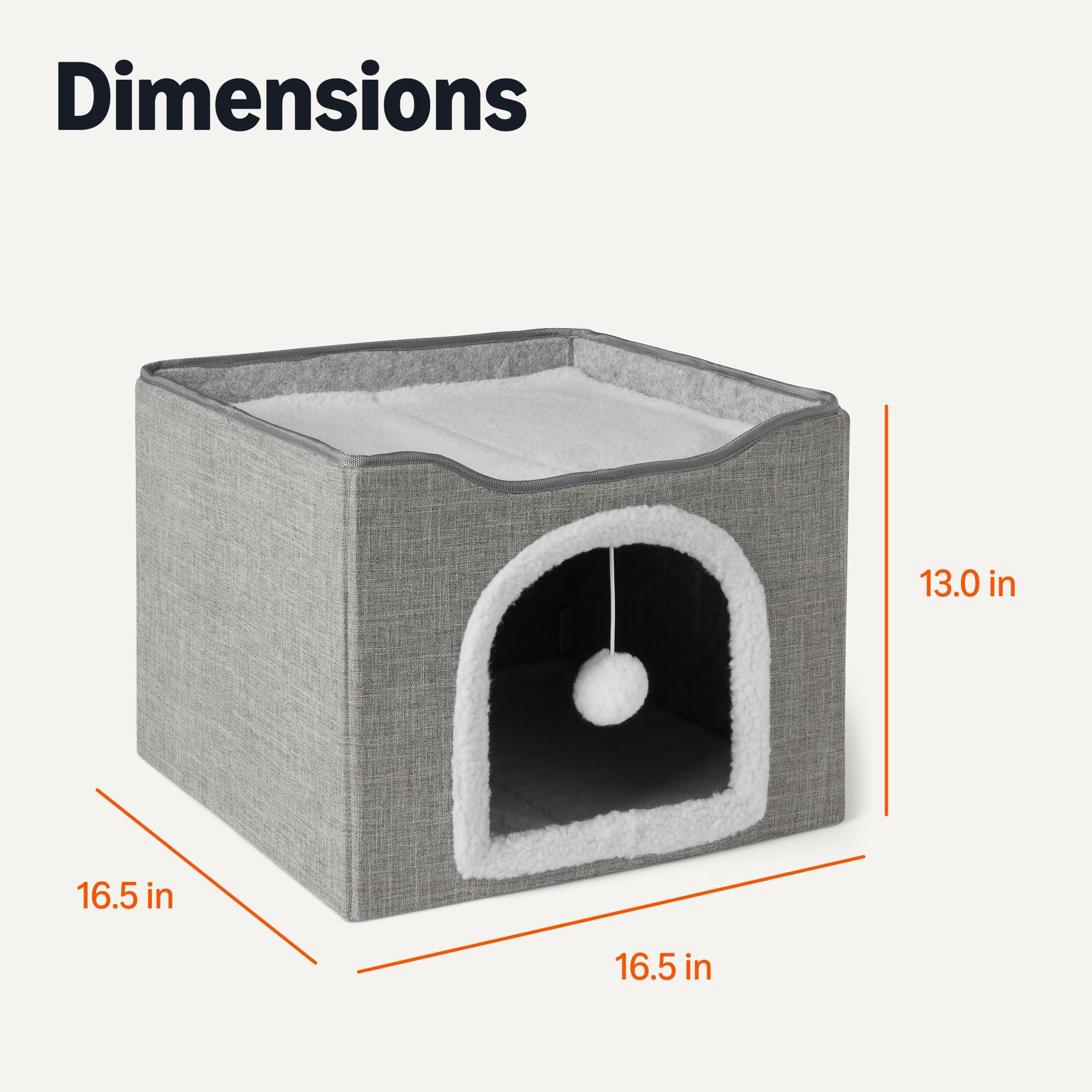 Amazon Basics cat house linen-clad surface feels soft against paws.
