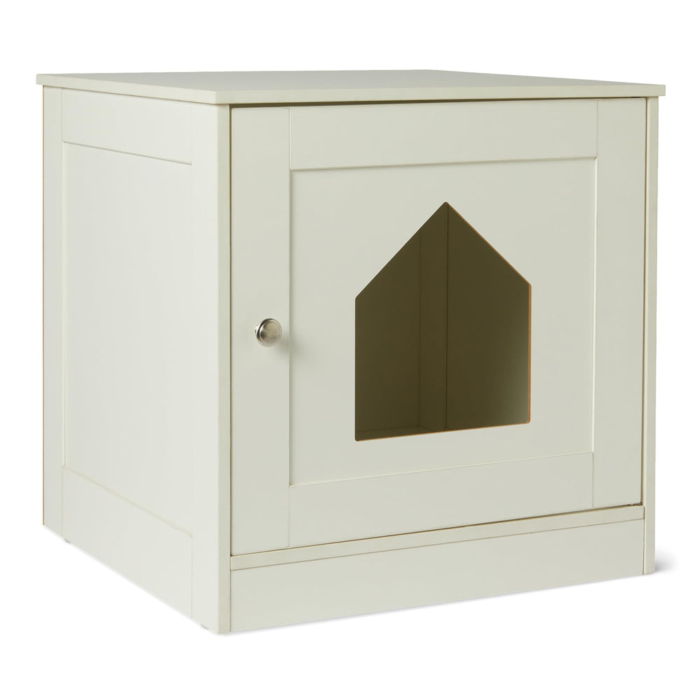 Amazon Basics litter box enclosure front view showing hidden setup and clean lines