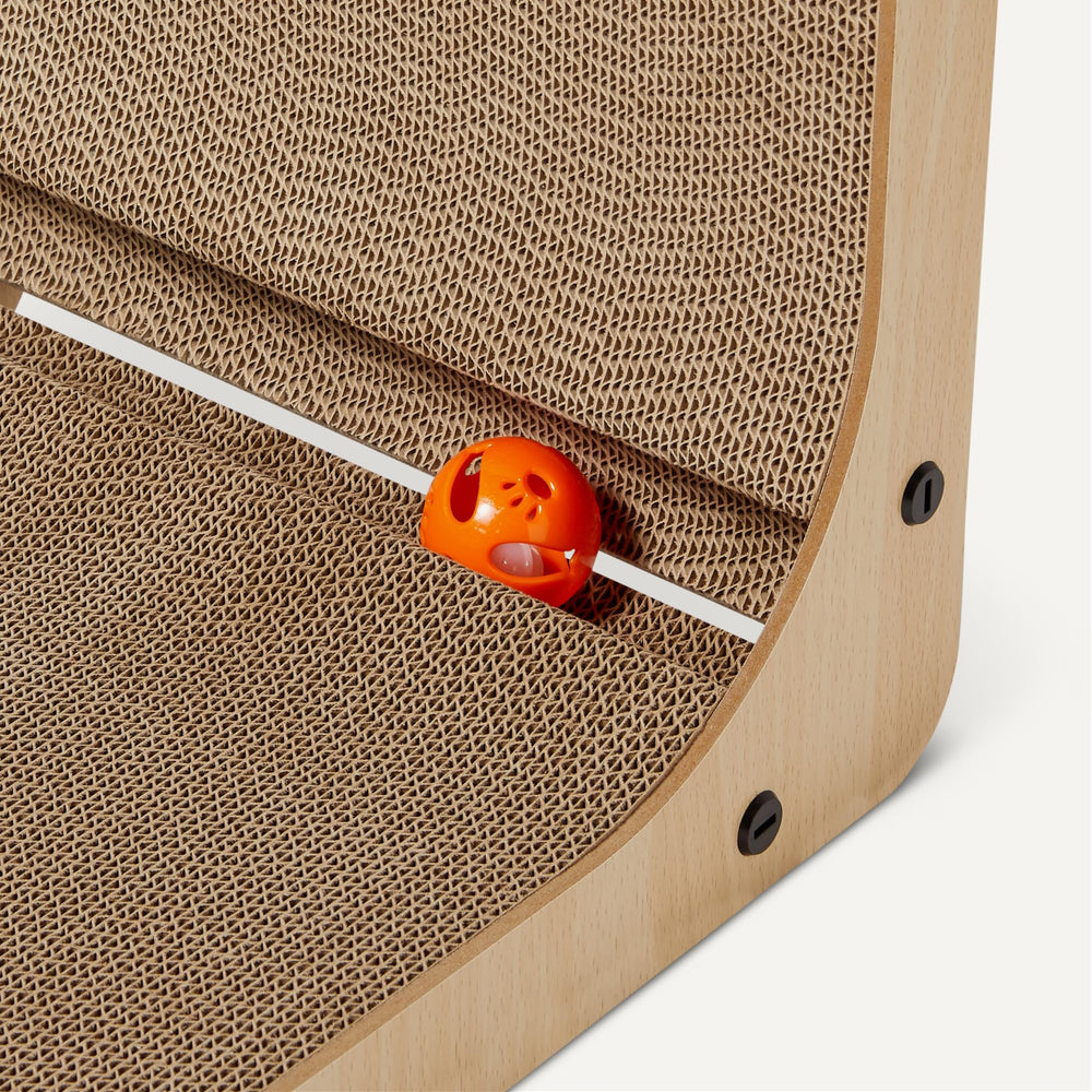 Amazon Basics cat scratch post surface infused with catnip invites scratching.