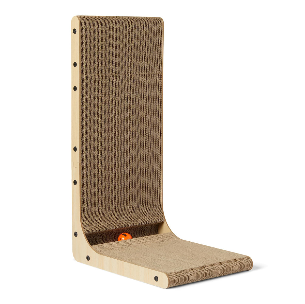 Amazon Basics cat scratch post wall-mount L-shape for space-saving scratching.
