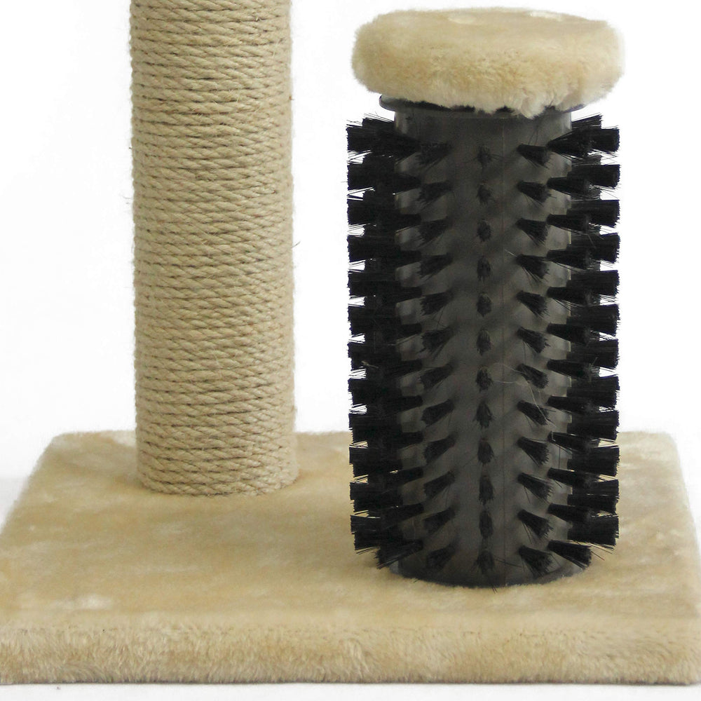 Amazon Basics compact beige post fits small spaces and encourages scratching and stretching