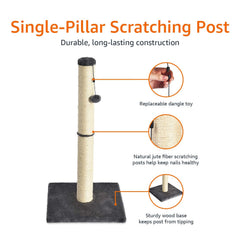 Sturdy base of Amazon Basics scratching post prevents tipping during play