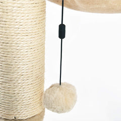 Amazon Basics cat tower dangling ball stimulates play and motion.
