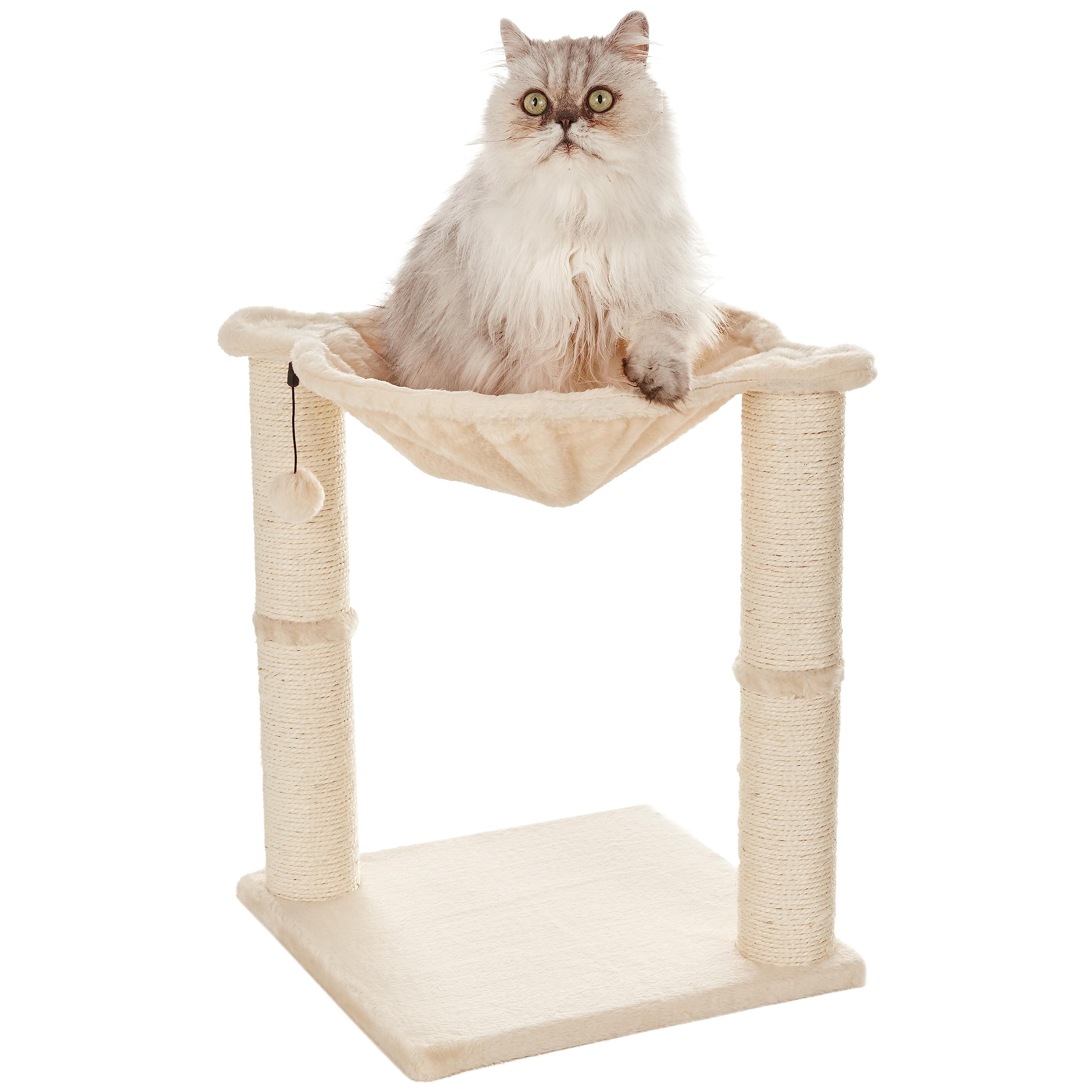 Amazon Basics cat tower hammock offers cozy naps and elevated viewing.