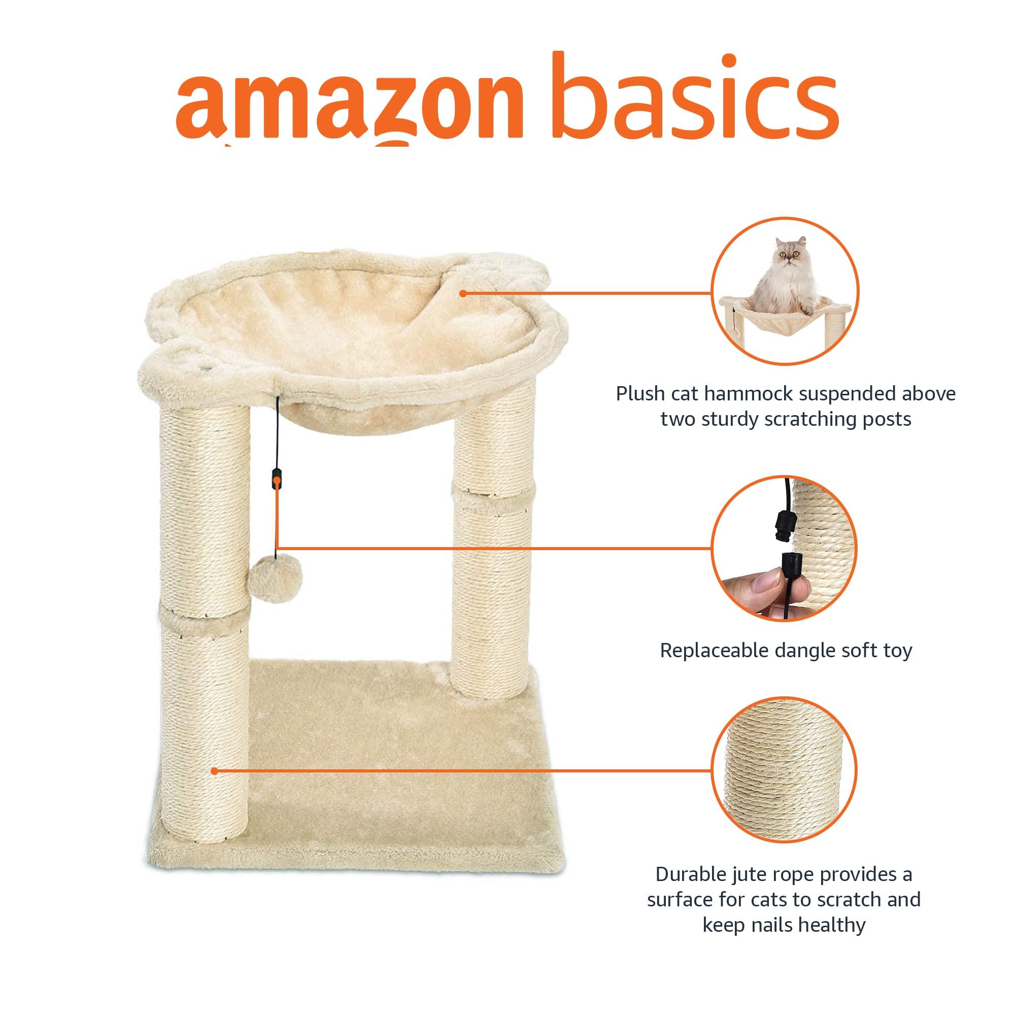 Amazon Basics cat tower scratching post helps protect furniture.