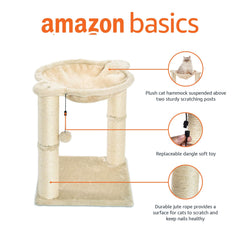 Amazon Basics cat tower scratching post helps protect furniture.