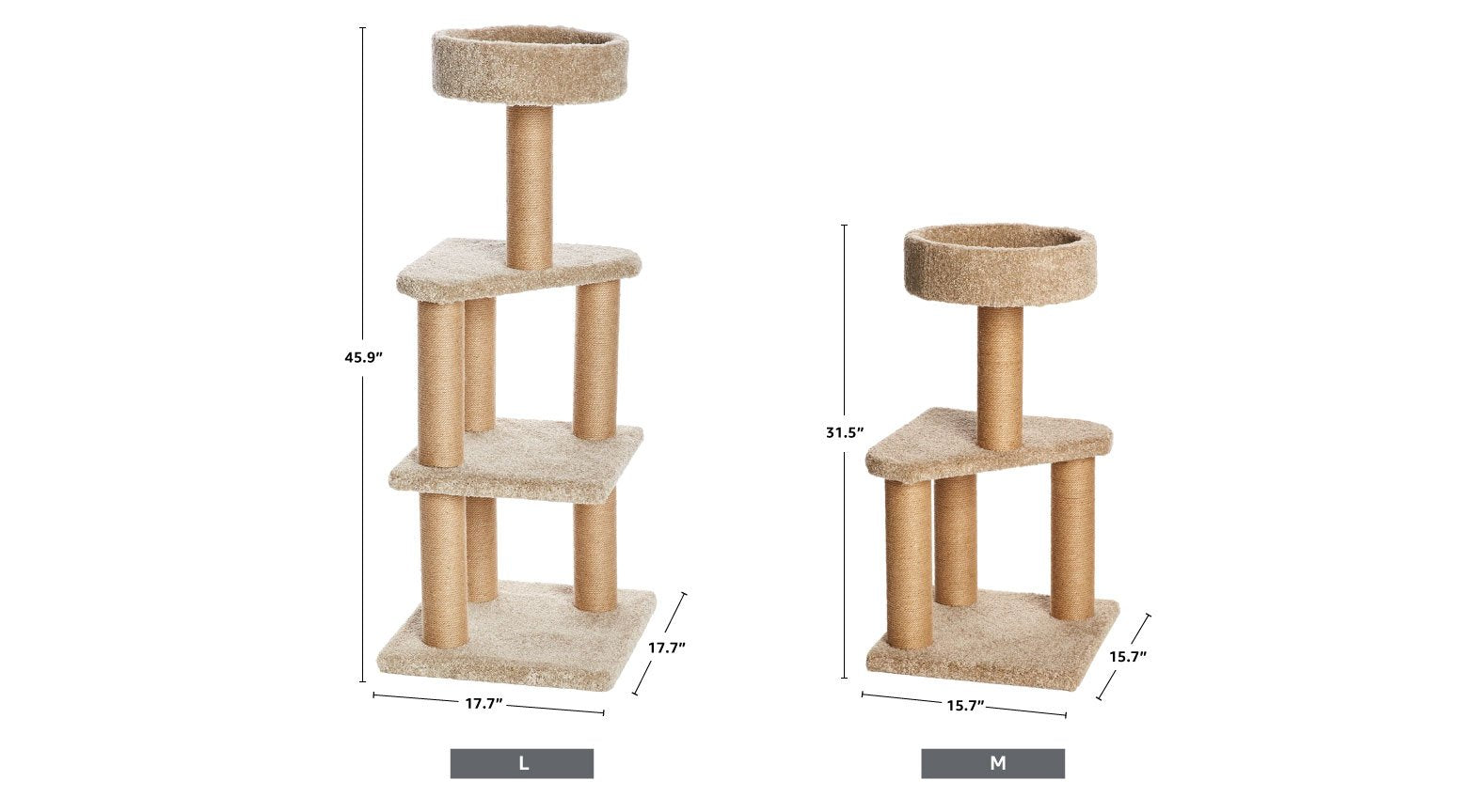 Amazon Basics cat tree designed for rooms with limited space and corners.