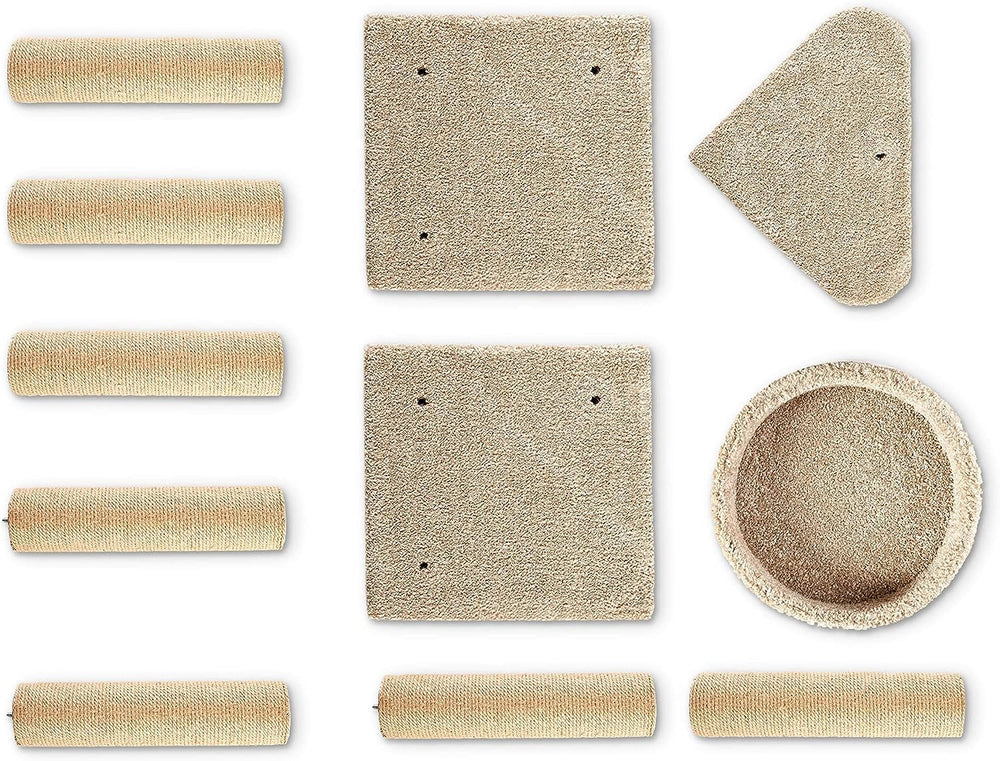 Amazon Basics jute rope posts provide durable scratching surfaces for daily activity.
