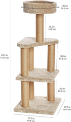 Amazon Basics cat tree round top platform provides secure, cozy naps.