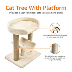 Amazon Basics cat tree scratching post - natural jute keeps nails healthy.