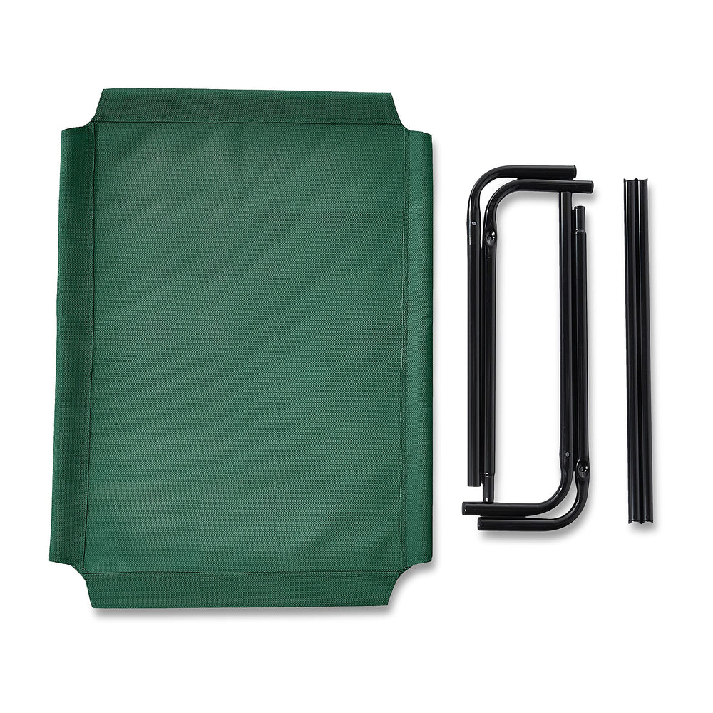 Amazon Basics cooling elevated dog bed green surface easy to clean with tap water