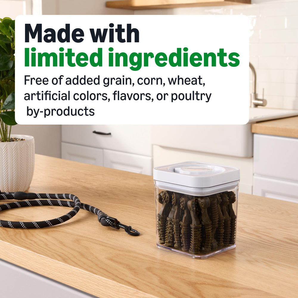 Amazon Basics grain-free formula dog chews with no artificial colors.