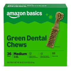 Amazon Basics Dental Dog Treats packshot for medium dogs improves dental freshness