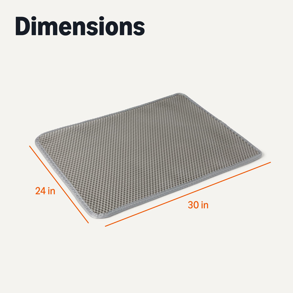 Amazon Basics mat measures 30 by 24 inches for standard spaces