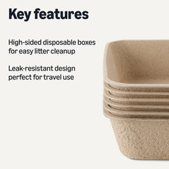 Amazon Basics disposable cat litter box travel-large, pre-folded design for effortless setup.