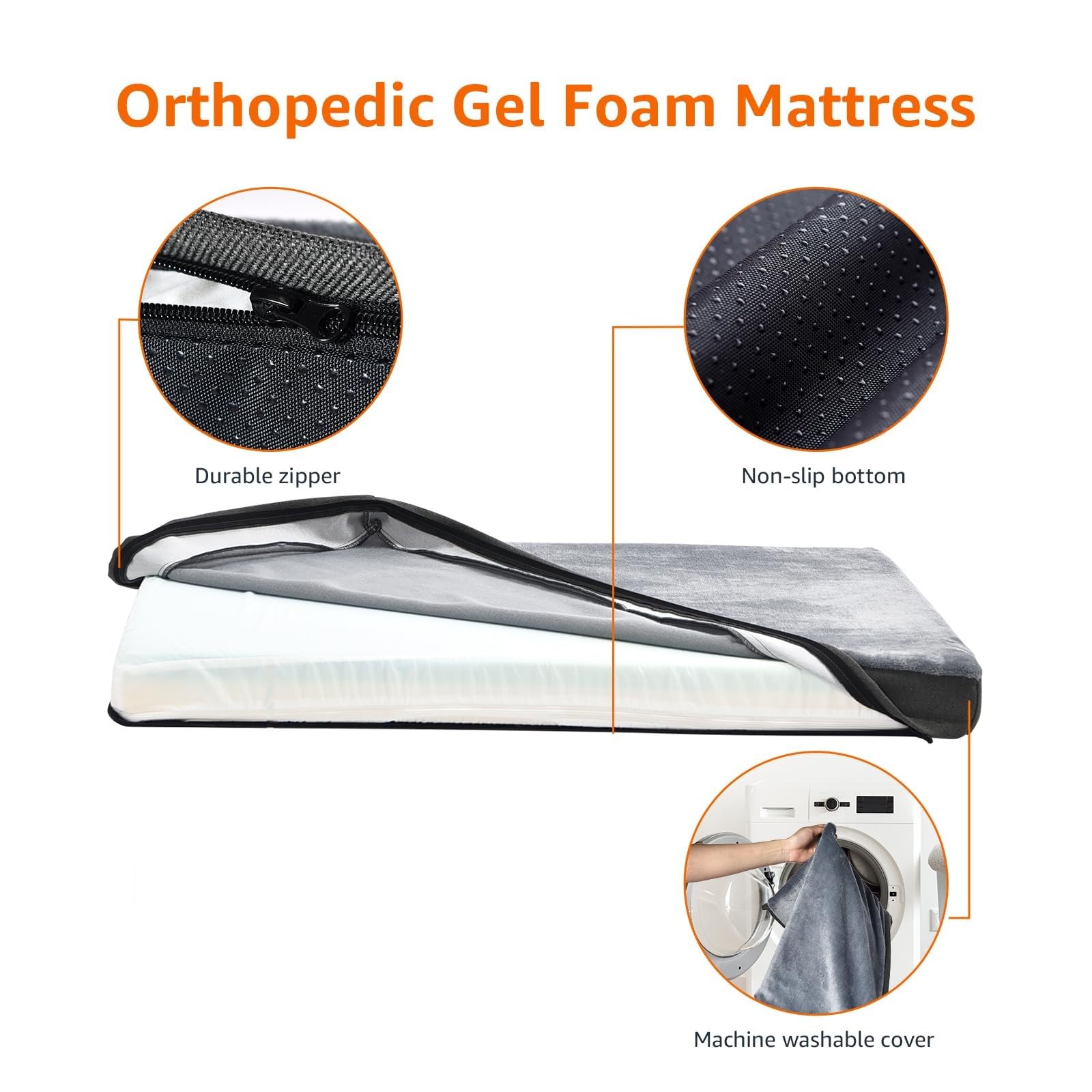Amazon Basics dog bed with non-slip bottom keeps it secure
