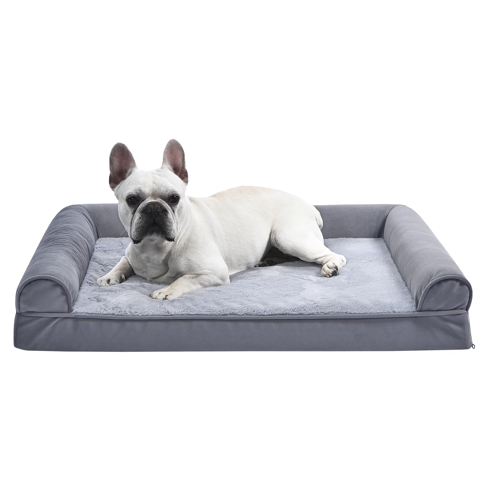 Amazon Basics dog bed showing non-slip bottom to keep bed in place