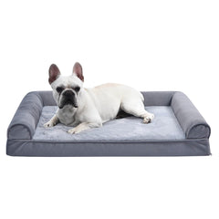 Amazon Basics dog bed showing non-slip bottom to keep bed in place