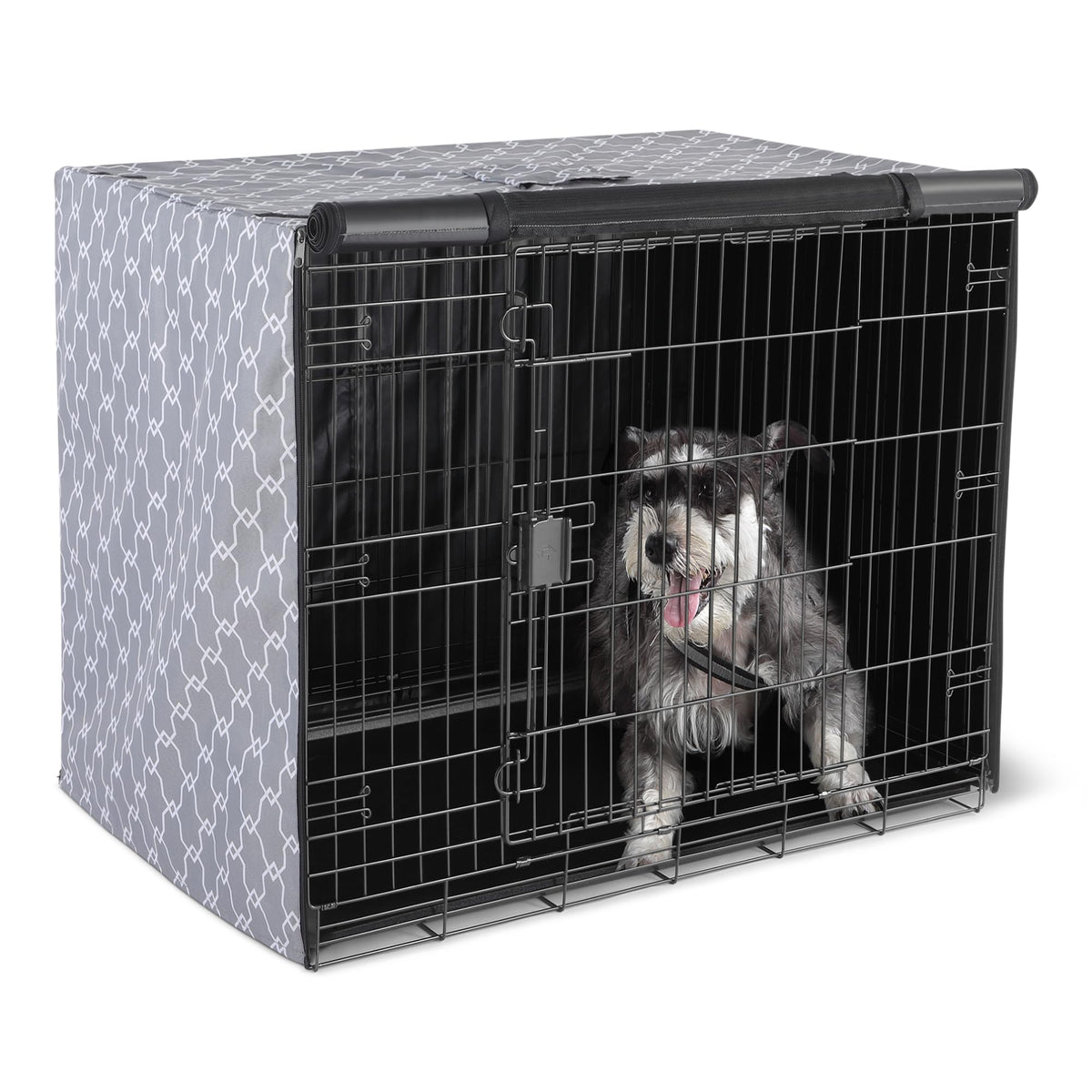 Amazon Basics dog cage cover on a 42-inch crate delivering privacy