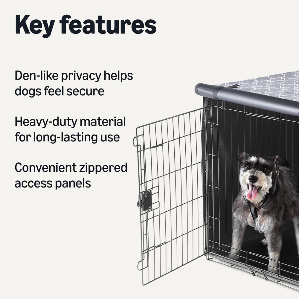 Amazon Basics dog crate cover provides den-like privacy for calm sessions