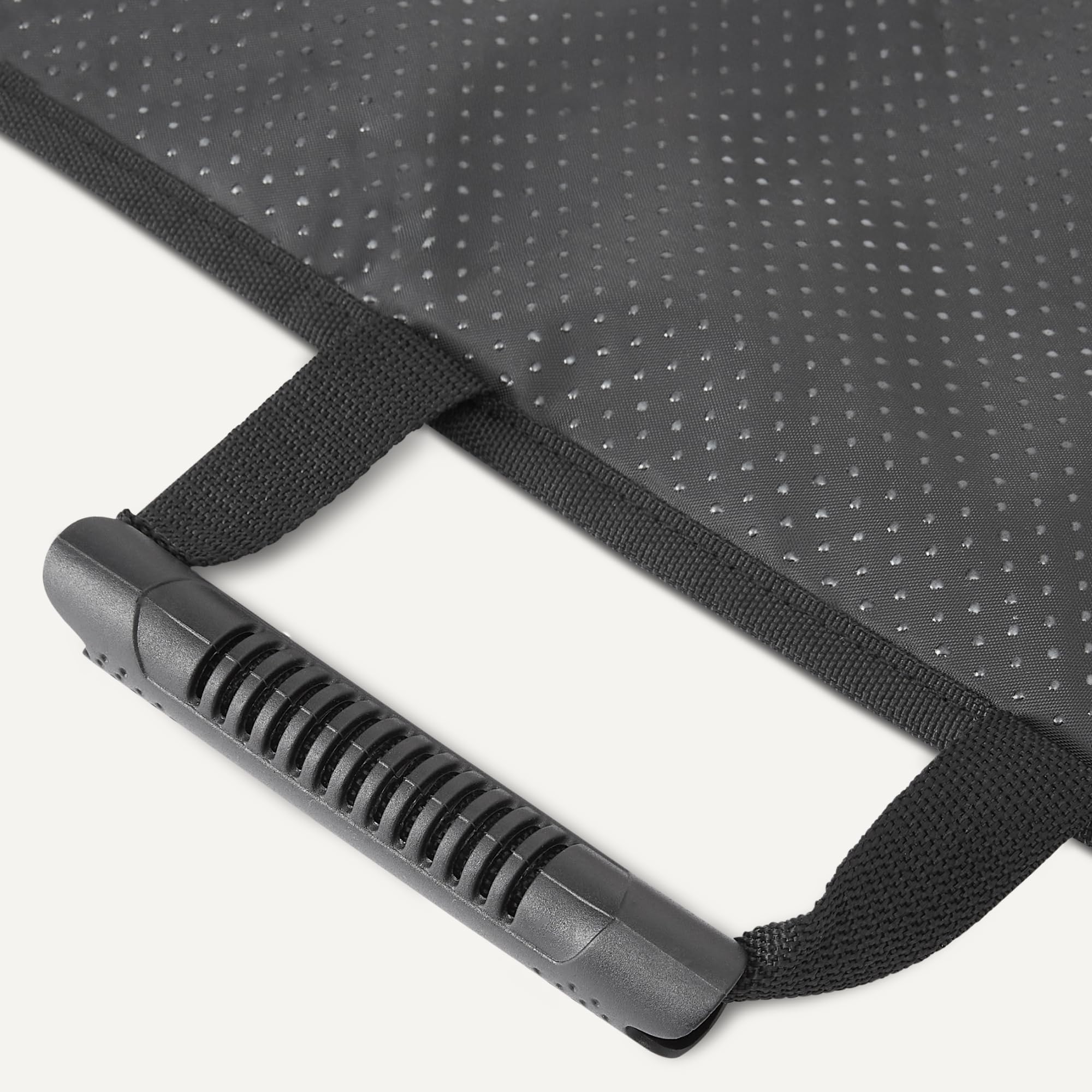 Amazon Basics dog car seat cover demonstrates easy installation with adjustable straps.