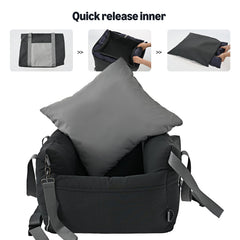 Amazon Basics Dog Car Seat elevated-design demonstrates stable harness attachment for secure rides.