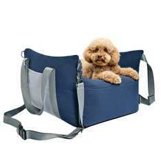 Amazon Basics dog car seat raised-view front for small dogs, enhancing road visibility