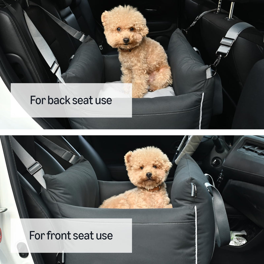 Amazon Basics Dog Car Seat washable-cover emphasizes easy cleanup after trips.