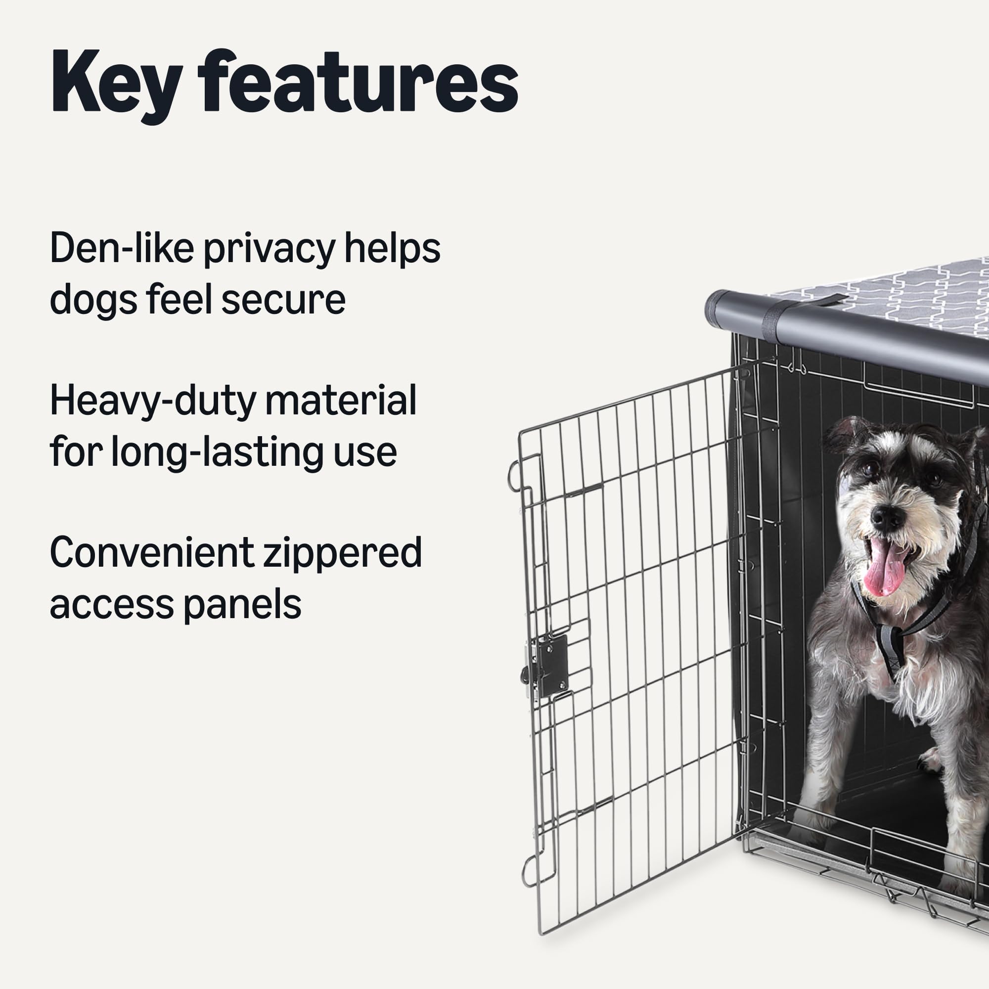 Heavy-duty material close-up on the Amazon Basics crate cover