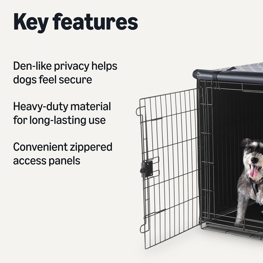 Amazon Basics zippered panels on dog crate cover provide flexible access and ventilation