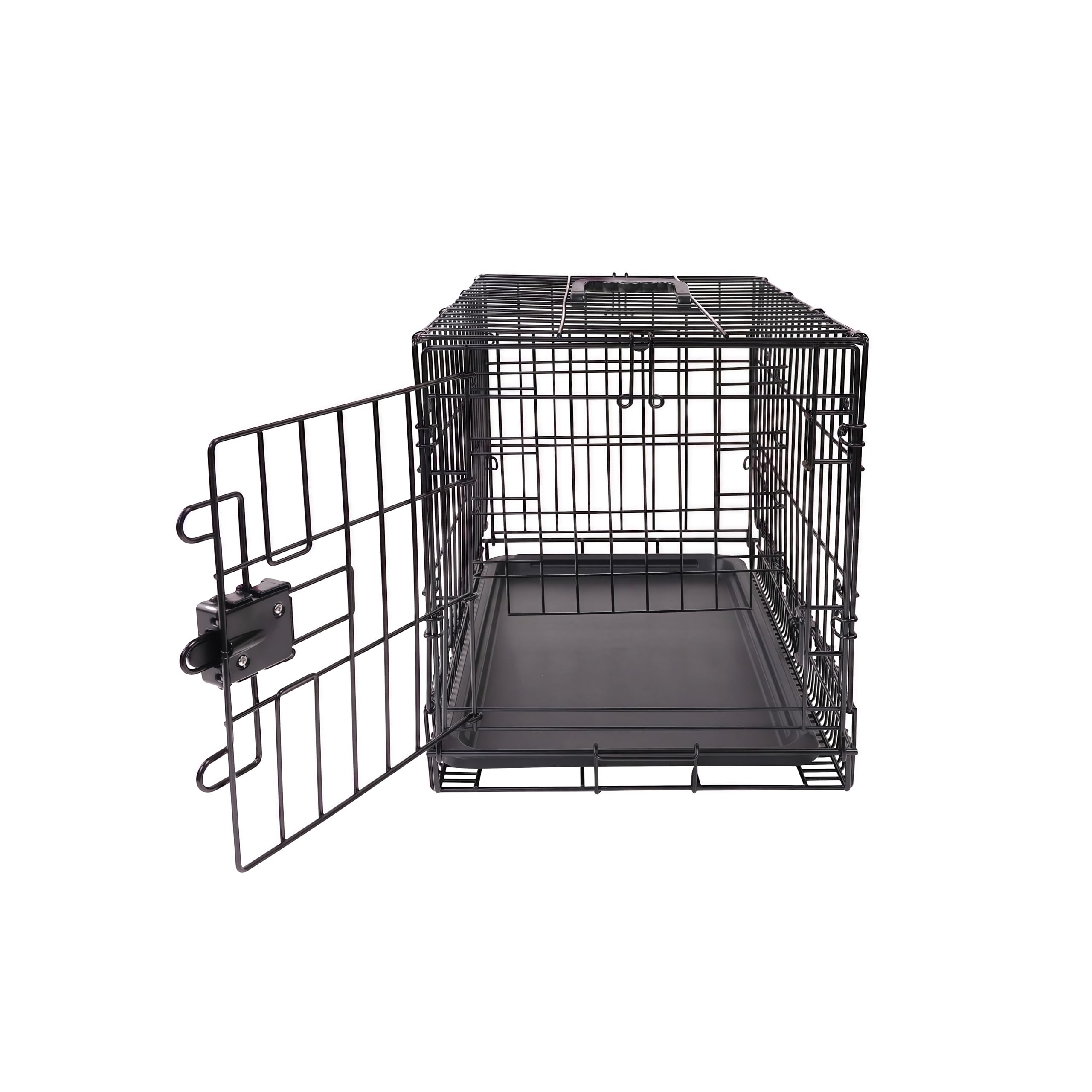 Amazon Basics dog crate removable tray demonstrates easy cleaning after meals