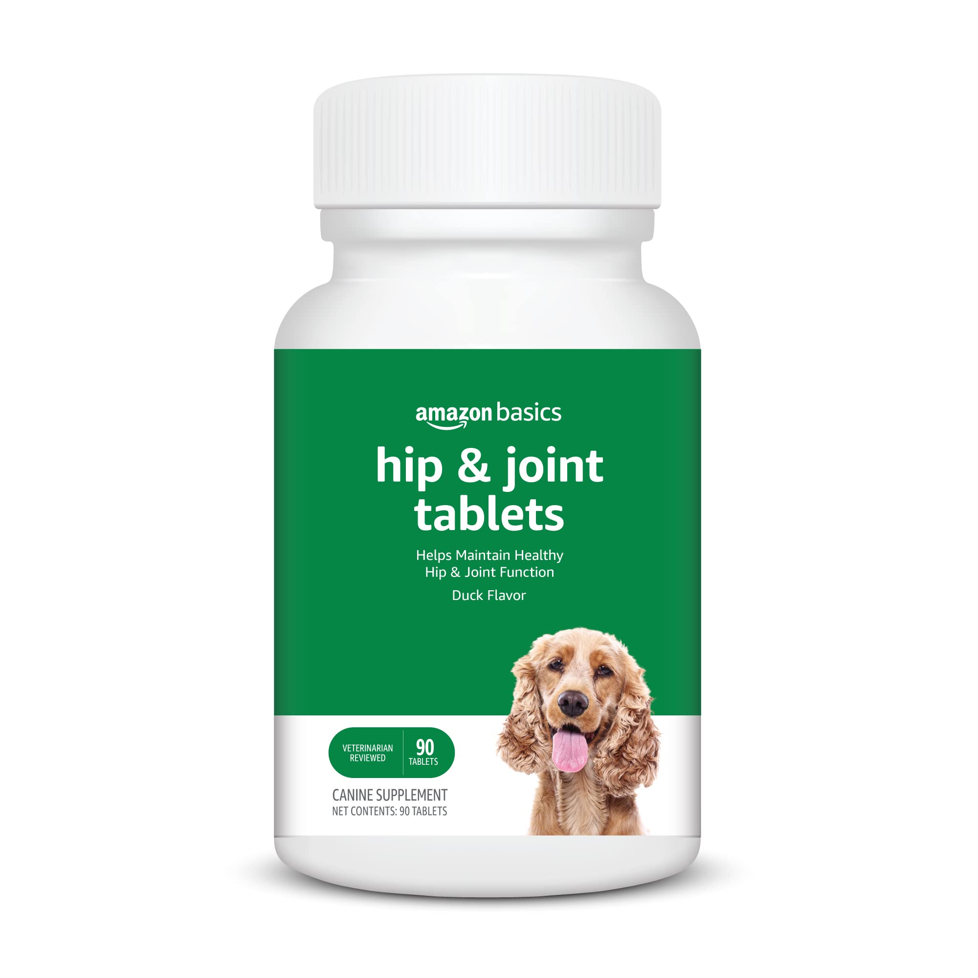 Amazon Basics dog hip chewables bottle front for daily joint support