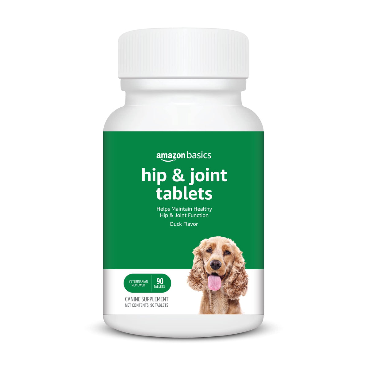 Amazon Basics dog hip chewables bottle front for daily joint support