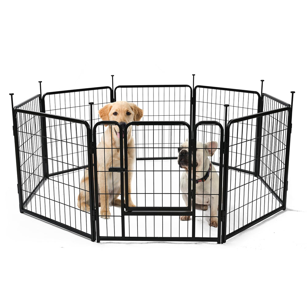 Amazon Basics playpen door latch keeps pets safely contained during play.