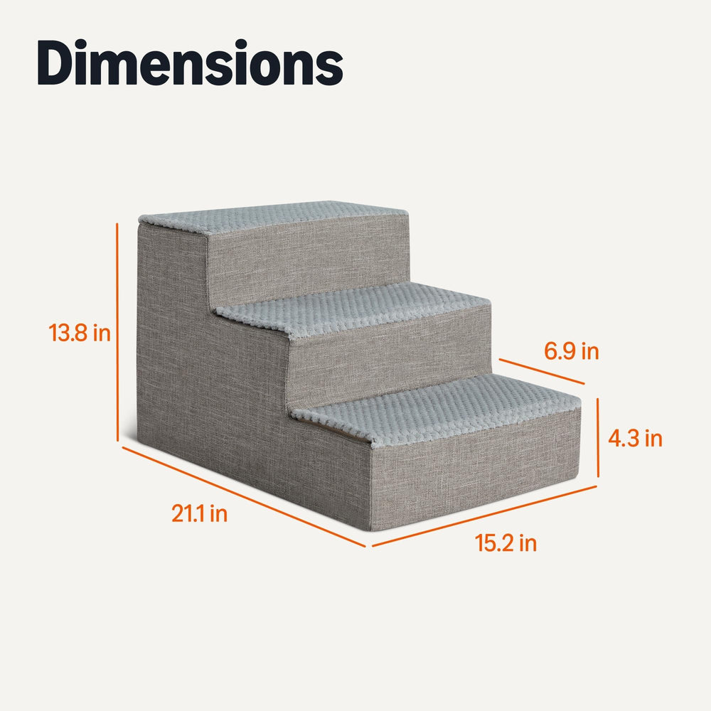 Amazon Basics dog steps grey cover closeup highlights durable, washable fabric