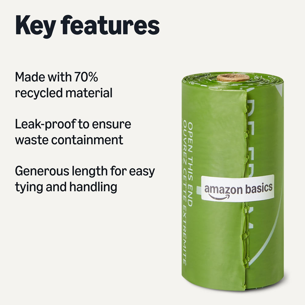 Amazon Basics leak-proof dog waste bags for clean containment