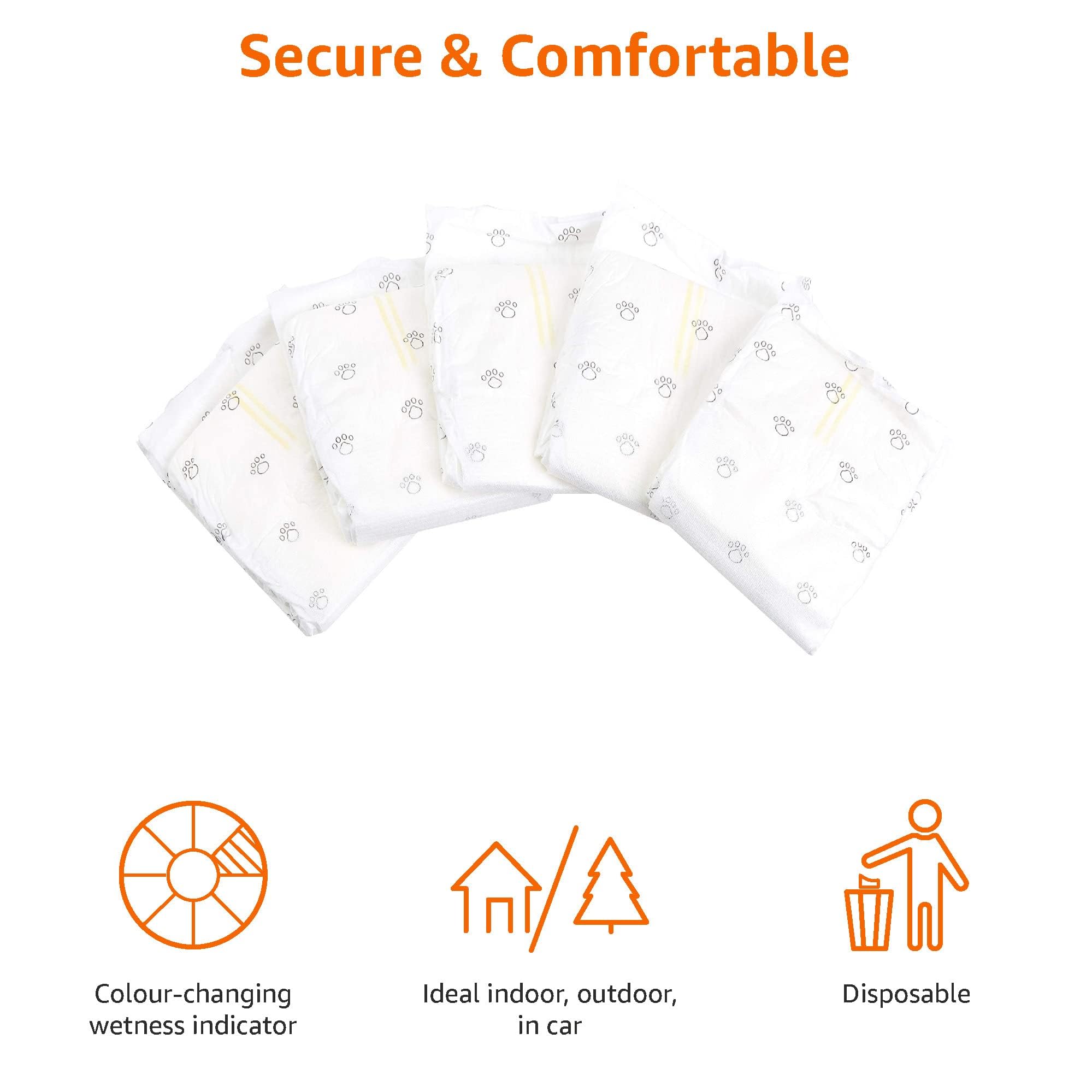 Amazon Basics dog wrap uses repositionable fasteners for secure, comfortable fit.