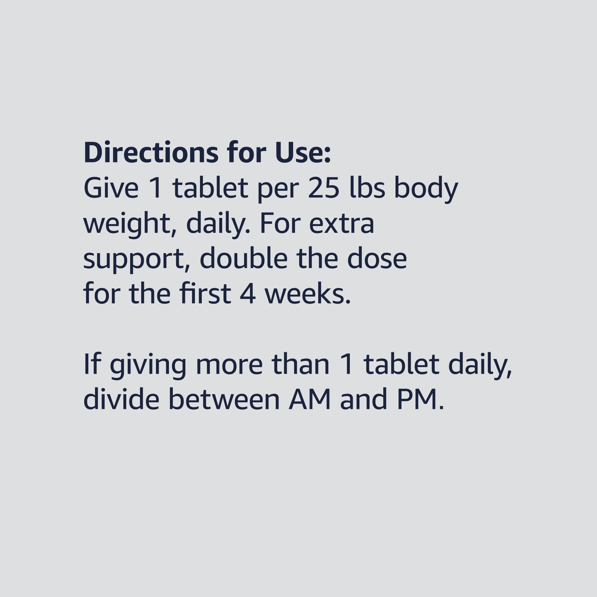 Amazon Basics bottle dosage guidance for dogs by weight